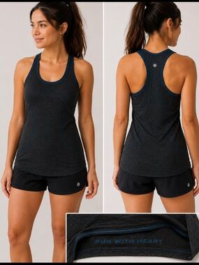 #094 Lululemon Run Swiftly Tech Racerback Tank Black Blue Size 6 EUC